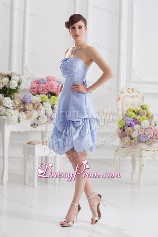 Lavender Strapless Short Taffeta Prom Dress with Bowknot