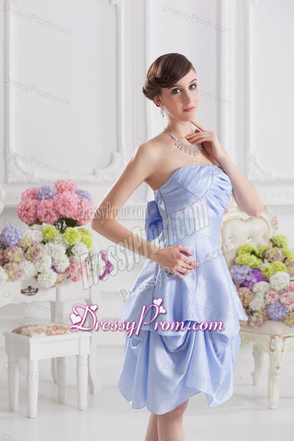 Lavender Strapless Short Taffeta Prom Dress with Bowknot