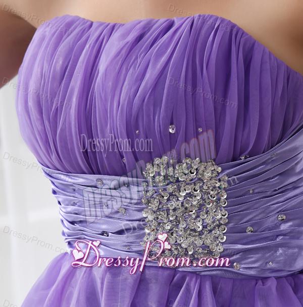 A-line Strapless Beading and Ruching Organza Prom Dress in Blue