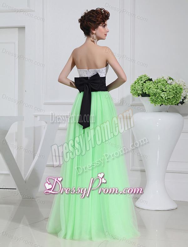 Apple Green Sweetheart Floor-length Sequins Apple Green Prom Dress