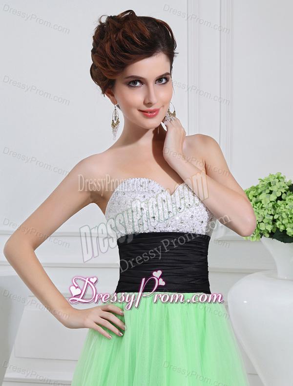 Apple Green Sweetheart Floor-length Sequins Apple Green Prom Dress