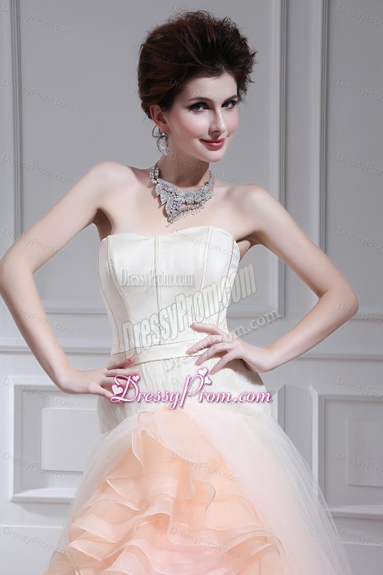 Multi-color Ball Gown Strapless Ruffles Court Train Quinceanera Dress