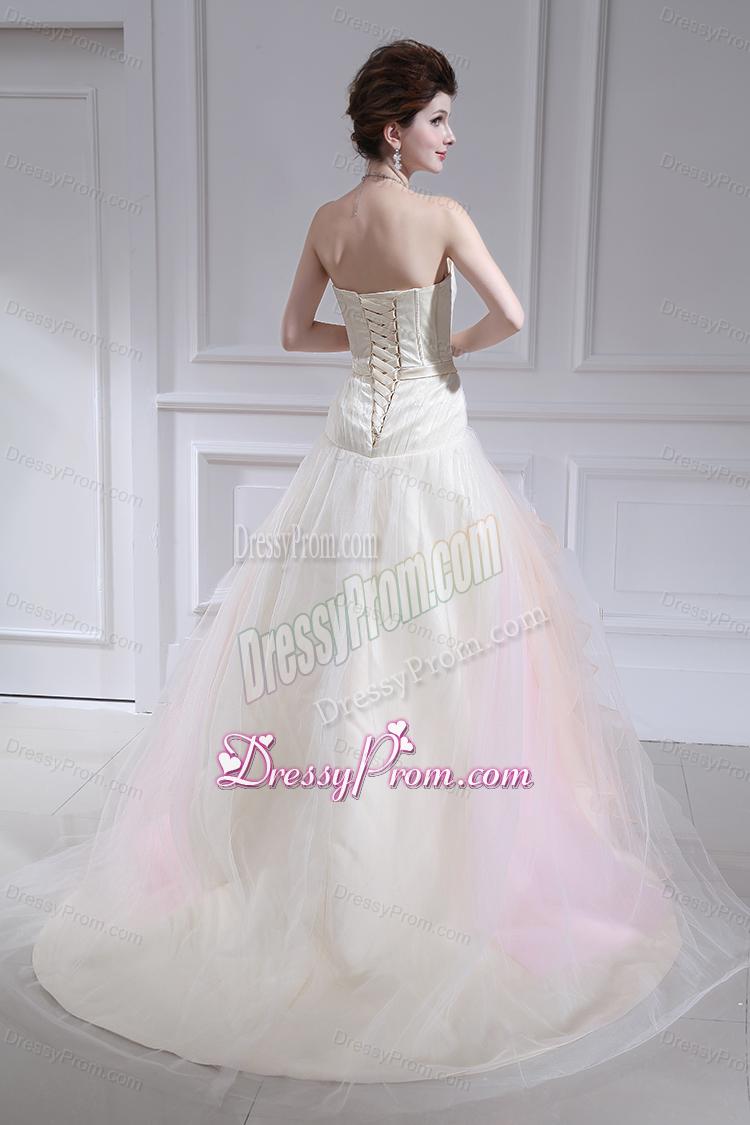 Multi-color Ball Gown Strapless Ruffles Court Train Quinceanera Dress