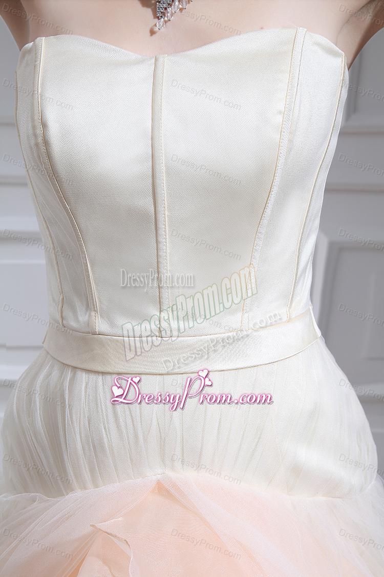 Multi-color Ball Gown Strapless Ruffles Court Train Quinceanera Dress