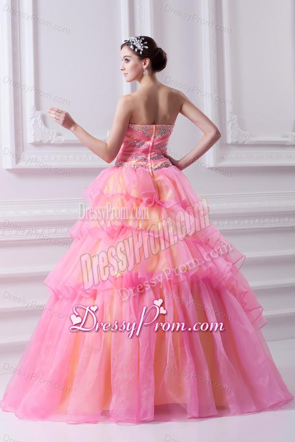 Pretty Ball Gown Strapless Beading and Appliques Hot Pink Quinceanera Dress With Zipper Up
