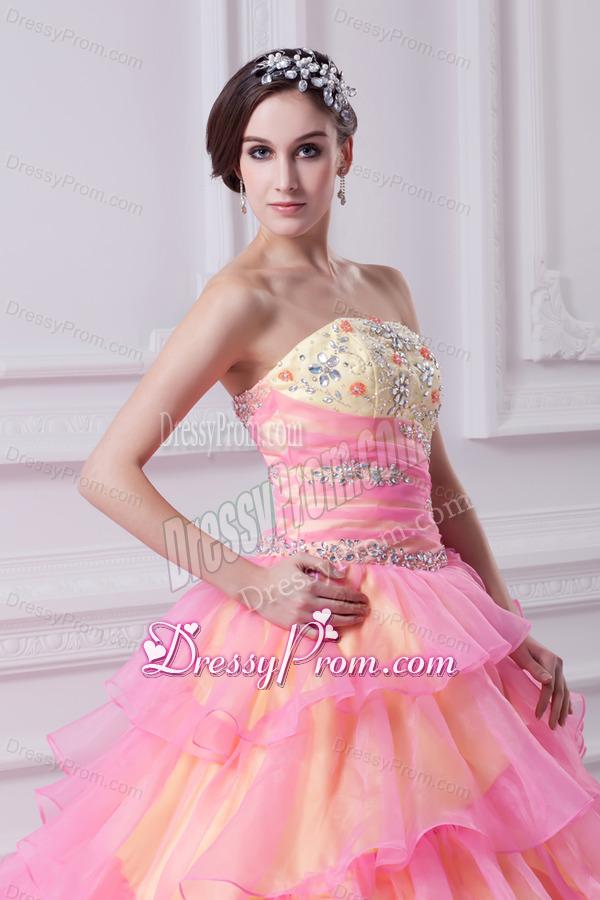 Pretty Ball Gown Strapless Beading and Appliques Hot Pink Quinceanera Dress With Zipper Up