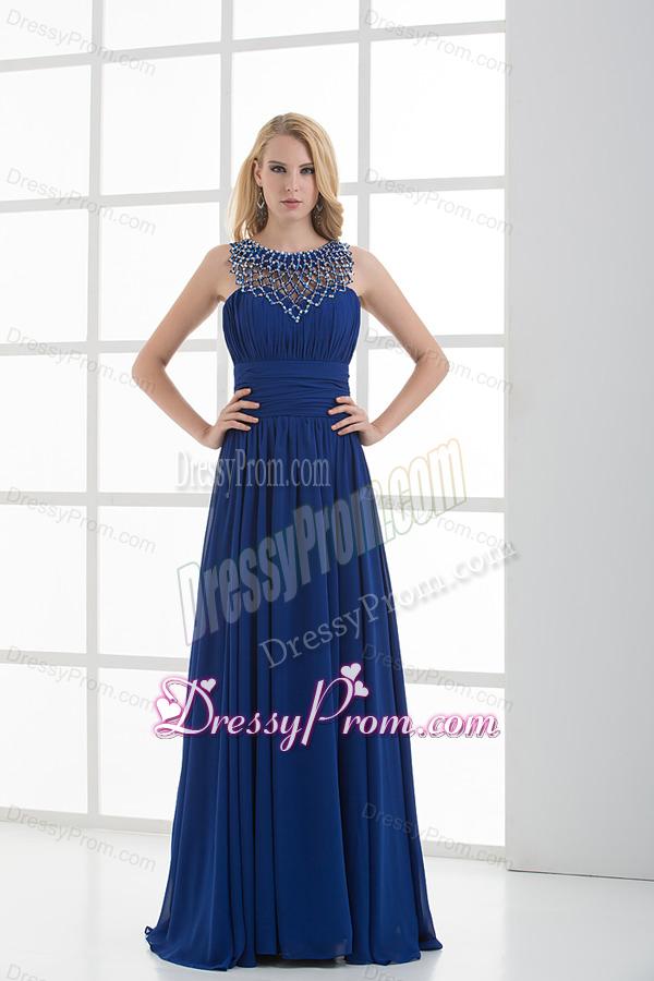 Empire Soop Beading Ruching Floor-length Chiffon Prom Dress