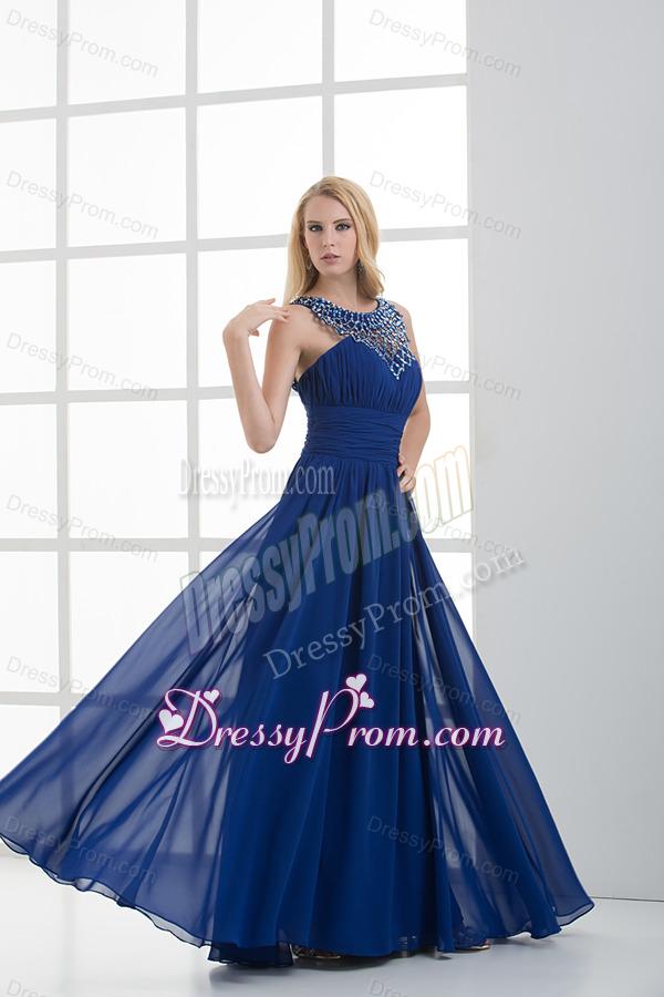 Empire Soop Beading Ruching Floor-length Chiffon Prom Dress