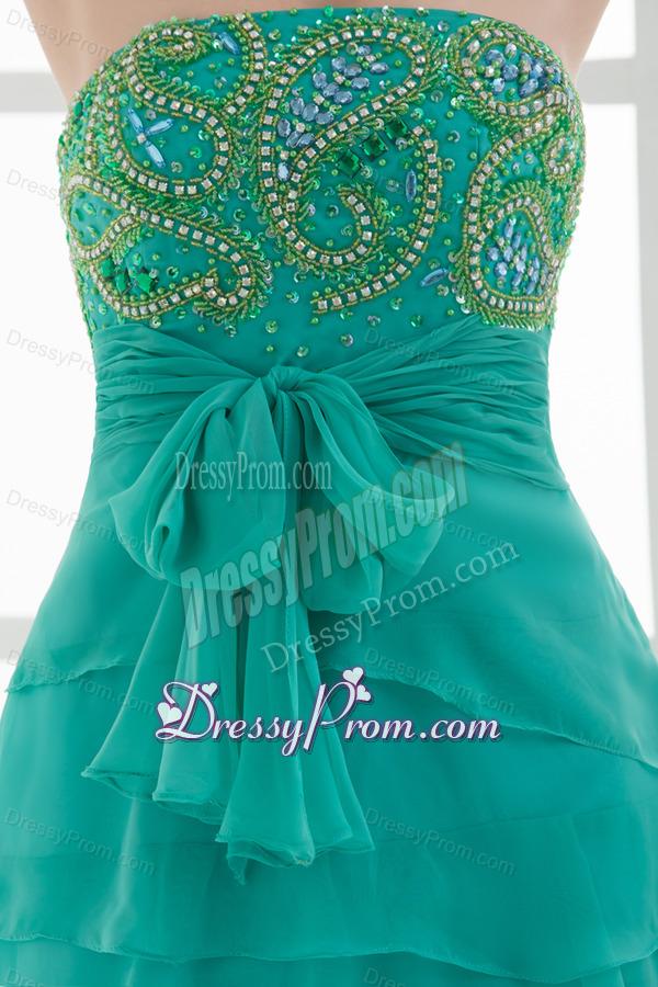 Empire Strapless Tulle Sashes Prom Dress with Beading and Ruching