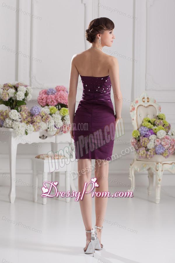 Sweetheart Column Beading and Ruffed Layers Prom Dress in Dark Purple