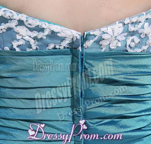 Sweetheart High-low Beading and Applique Taffeta Teal Prom Dress