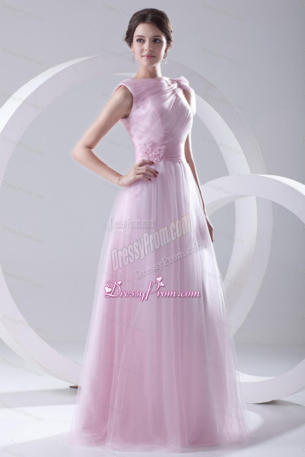 A-line Bateau Sashes Sleeveless Ruching Prom Dress