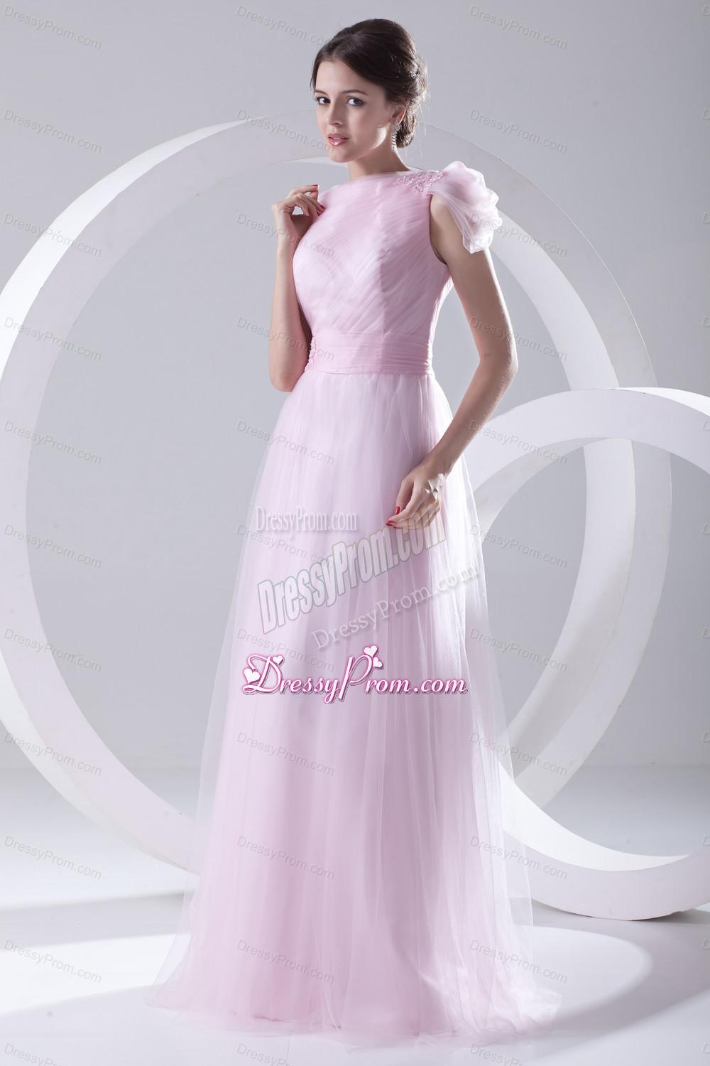 A-line Bateau Sashes Sleeveless Ruching Prom Dress