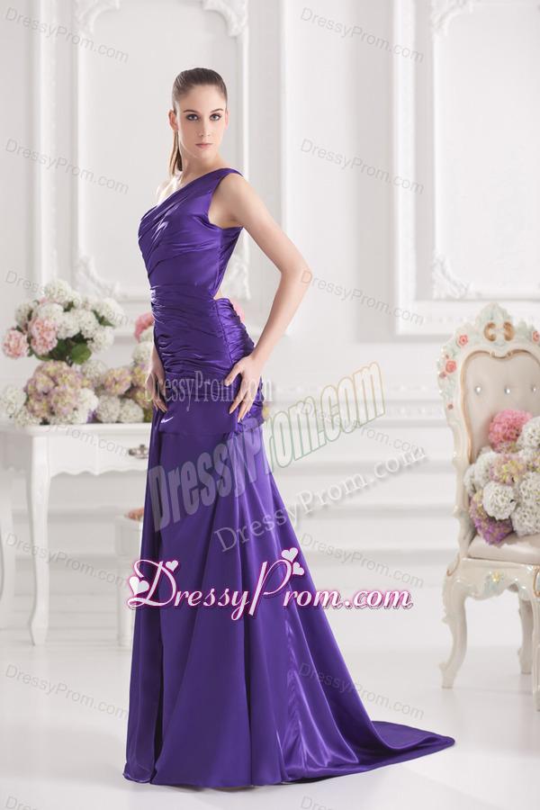 Column One Shoulder Floor-length Taffeta Prom Dress