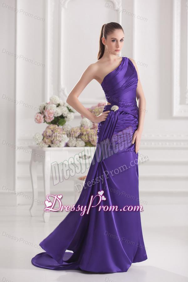 Column One Shoulder Floor-length Taffeta Prom Dress