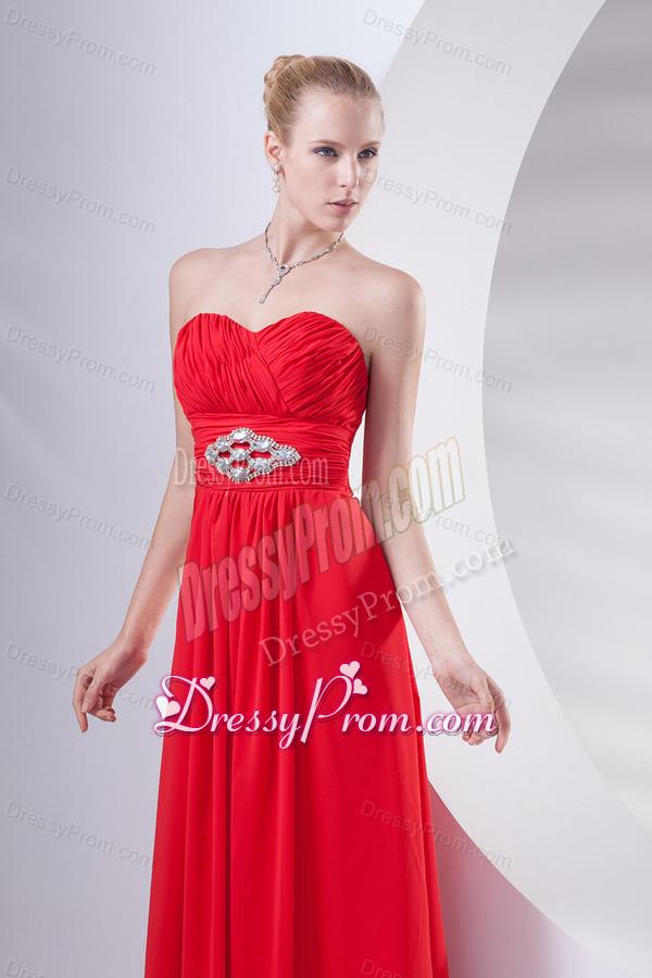 Empire Wine Red Sweetheart Beading Prom Dress with Chiffon