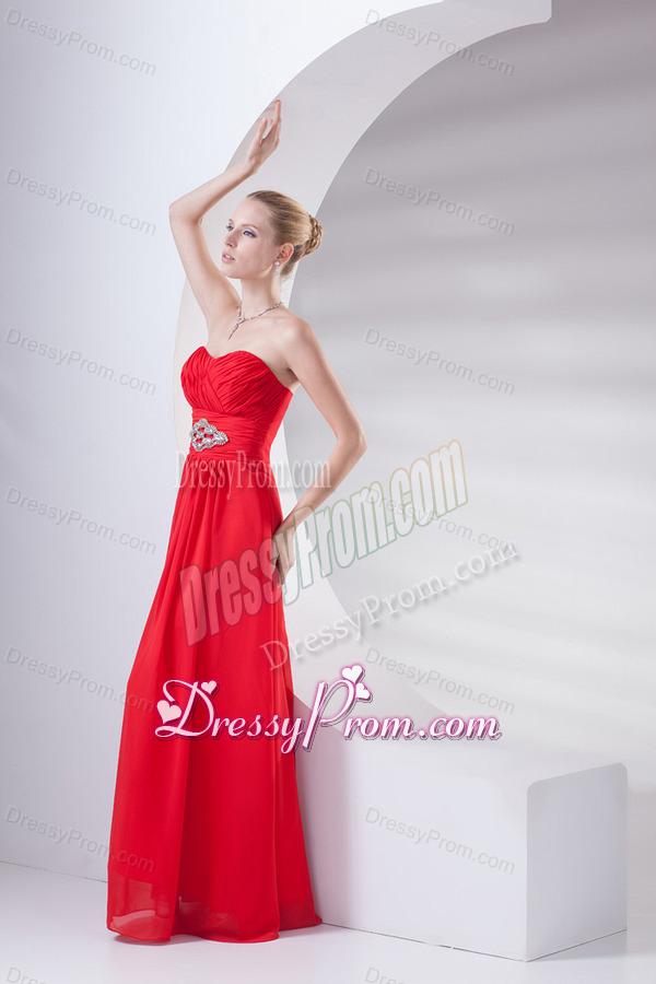 Empire Wine Red Sweetheart Beading Prom Dress with Chiffon