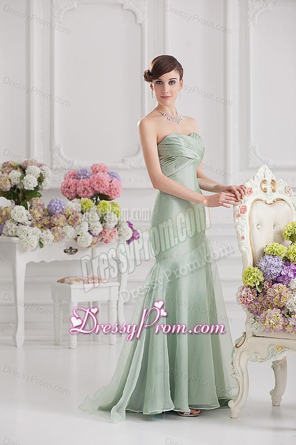 Mermaid Lime Green Taffeta Long Prom Dress with Sweetheart
