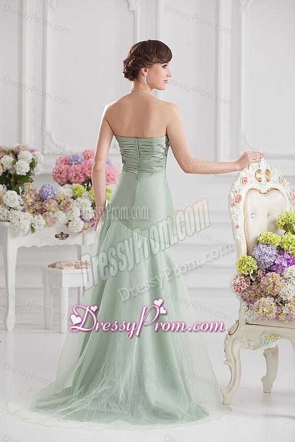 Mermaid Lime Green Taffeta Long Prom Dress with Sweetheart