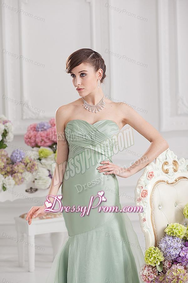 Mermaid Lime Green Taffeta Long Prom Dress with Sweetheart