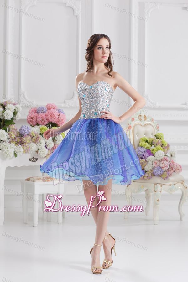 Sweetheart Medium Slate Blue A-line Prom Dress with Beading