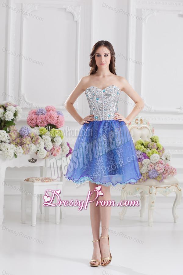 Sweetheart Medium Slate Blue A-line Prom Dress with Beading