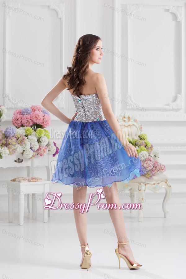 Sweetheart Medium Slate Blue A-line Prom Dress with Beading