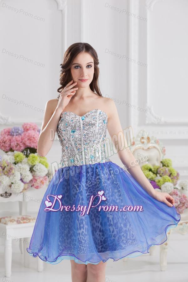 Sweetheart Medium Slate Blue A-line Prom Dress with Beading