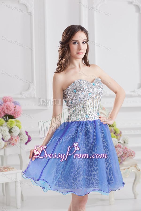 Sweetheart Medium Slate Blue A-line Prom Dress with Beading