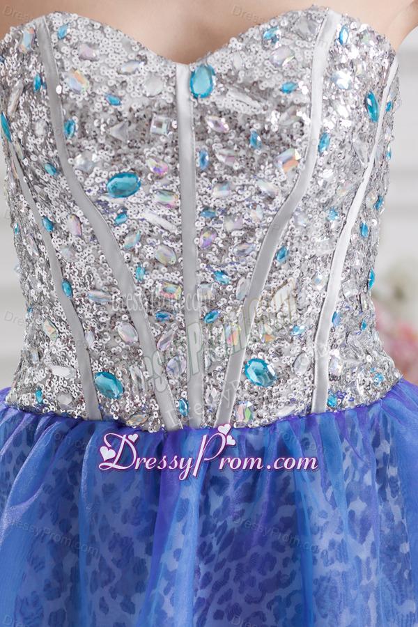 Sweetheart Medium Slate Blue A-line Prom Dress with Beading