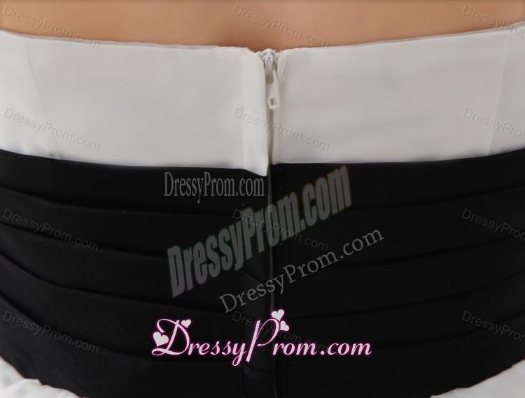 A-line Chiffon White Haltor Top Knee-length Hand Made Flower Prom Dress