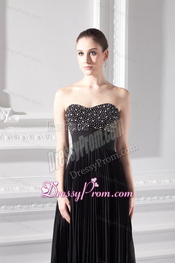 Chiffon A-line Strapless Prom Dress with Beading and Pleats