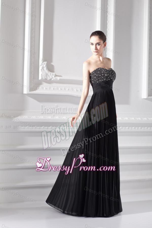 Chiffon A-line Strapless Prom Dress with Beading and Pleats