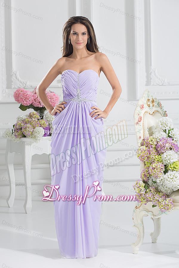 Column Sweetheart Floor-length Ruching Lavender Prom Dress