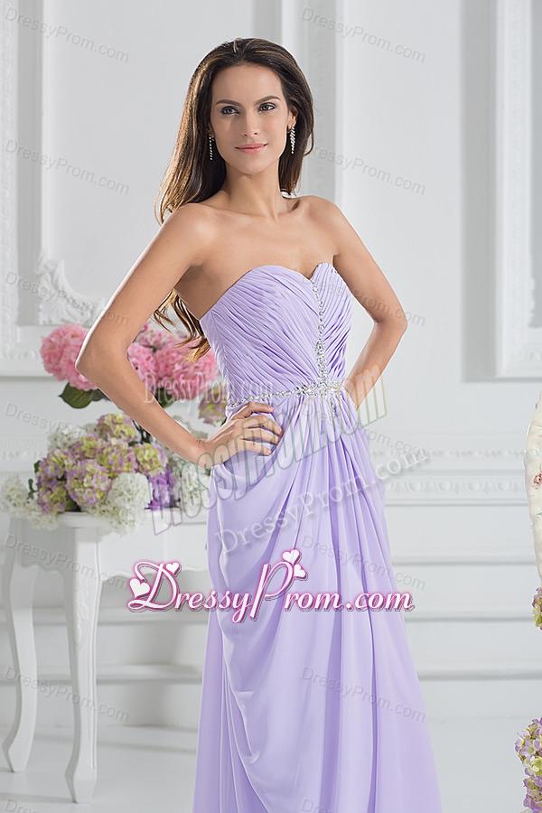 Column Sweetheart Floor-length Ruching Lavender Prom Dress