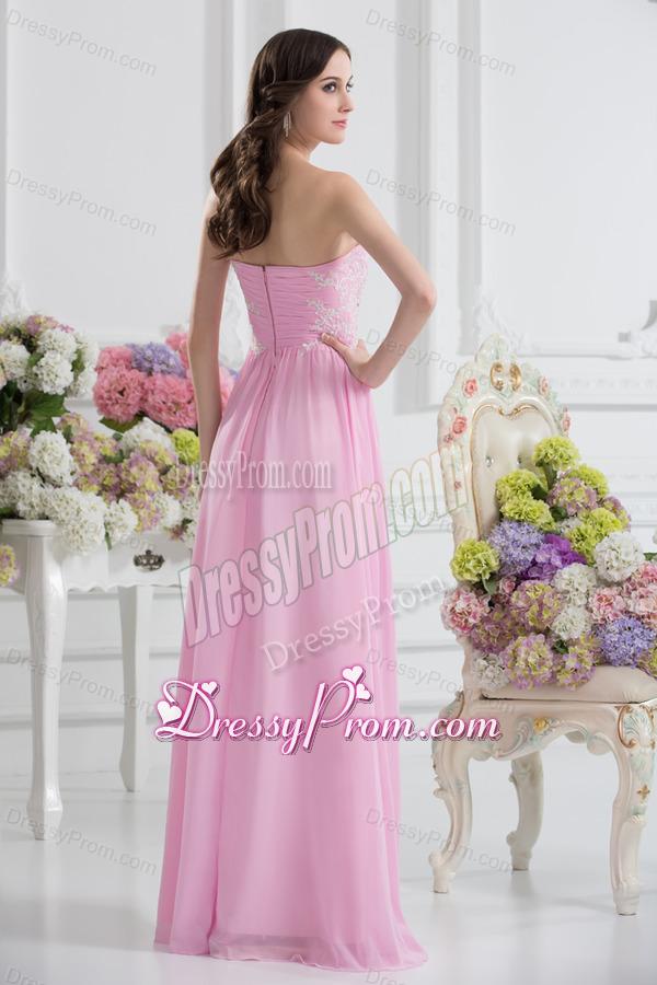 Empire Sweetheart Appliques Prom Dress in Baby Pink
