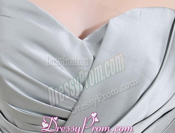 Sweetheart Mini-length Ruching and Appliques Grey Prom Dress