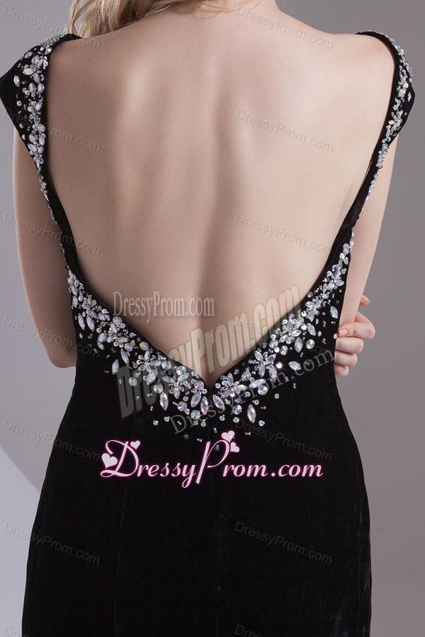 Empire Cap Sleeves Scoop Beading Floor-length Prom Dress