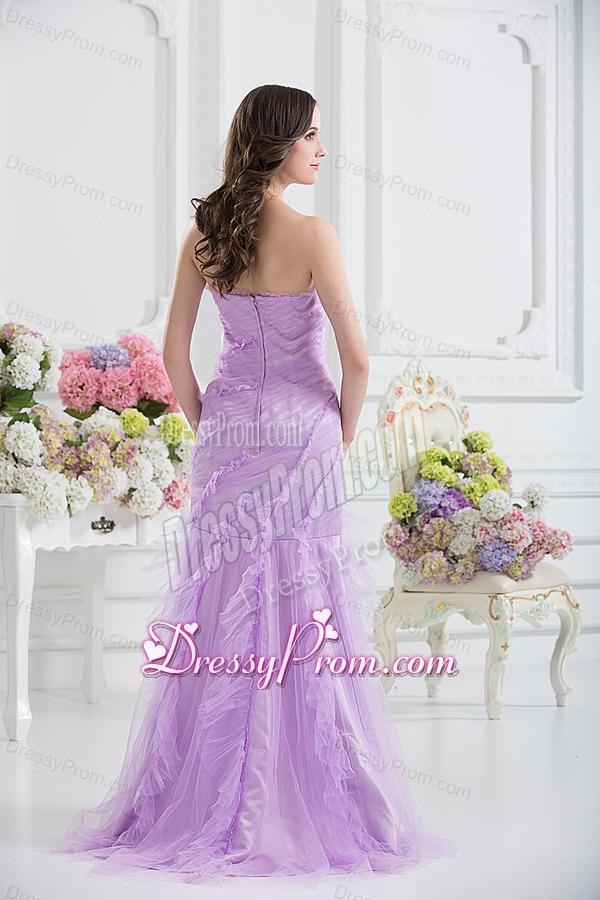 Mermaid Strapless Prom Dress in Lavender with Ruffles