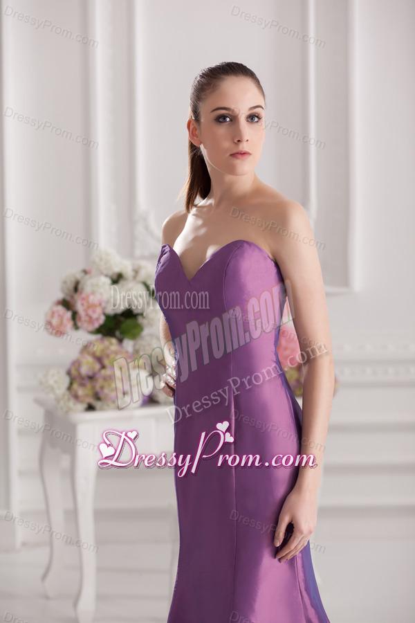 Mermaid Sweetheart Court Train Ruching Purple Prom Dress