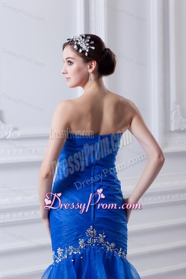 Mermaid Sweetheart Organza Prom Dress with Beading and Ruffled Layers