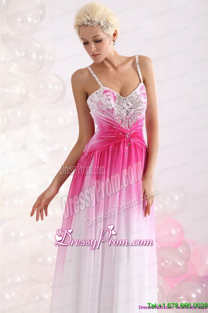 2015 Unique Romantic Spaghetti Straps Brush Train Prom Dress with Paillettes