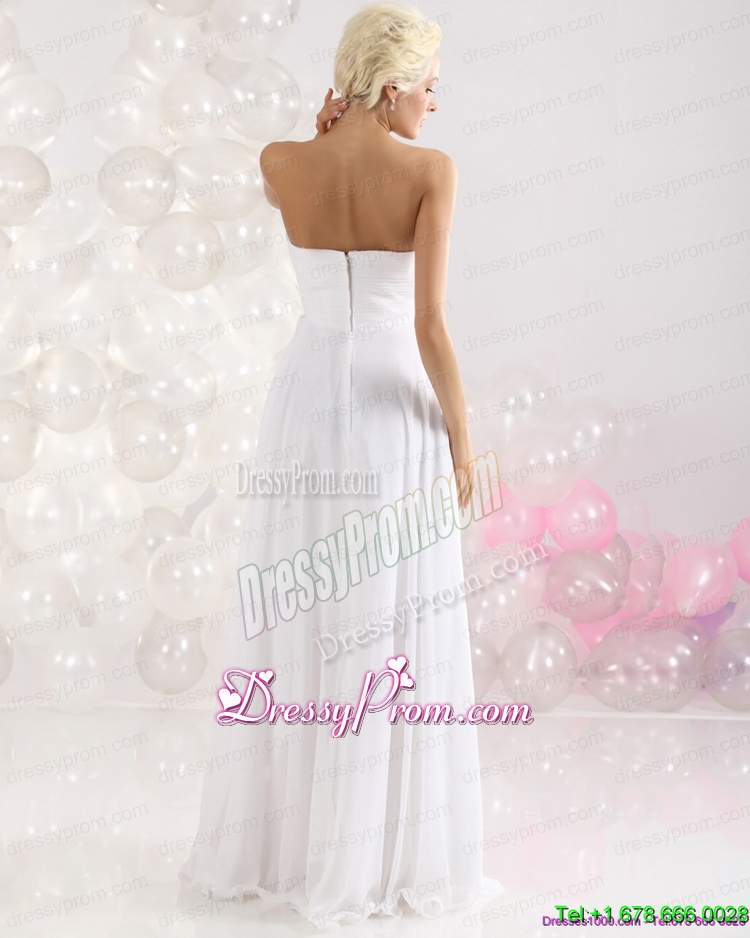 Unique 2015 Sophisticated Ruching Floor Length Prom Dress in White