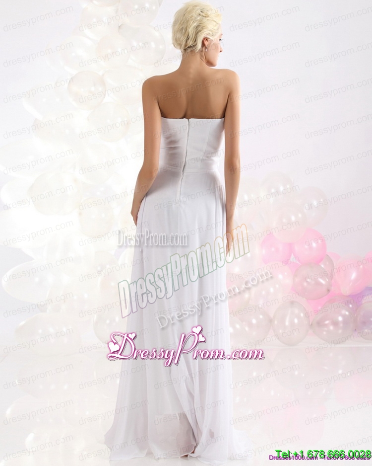 Unique 2015 Sophisticated Ruching Floor Length Prom Dress in White