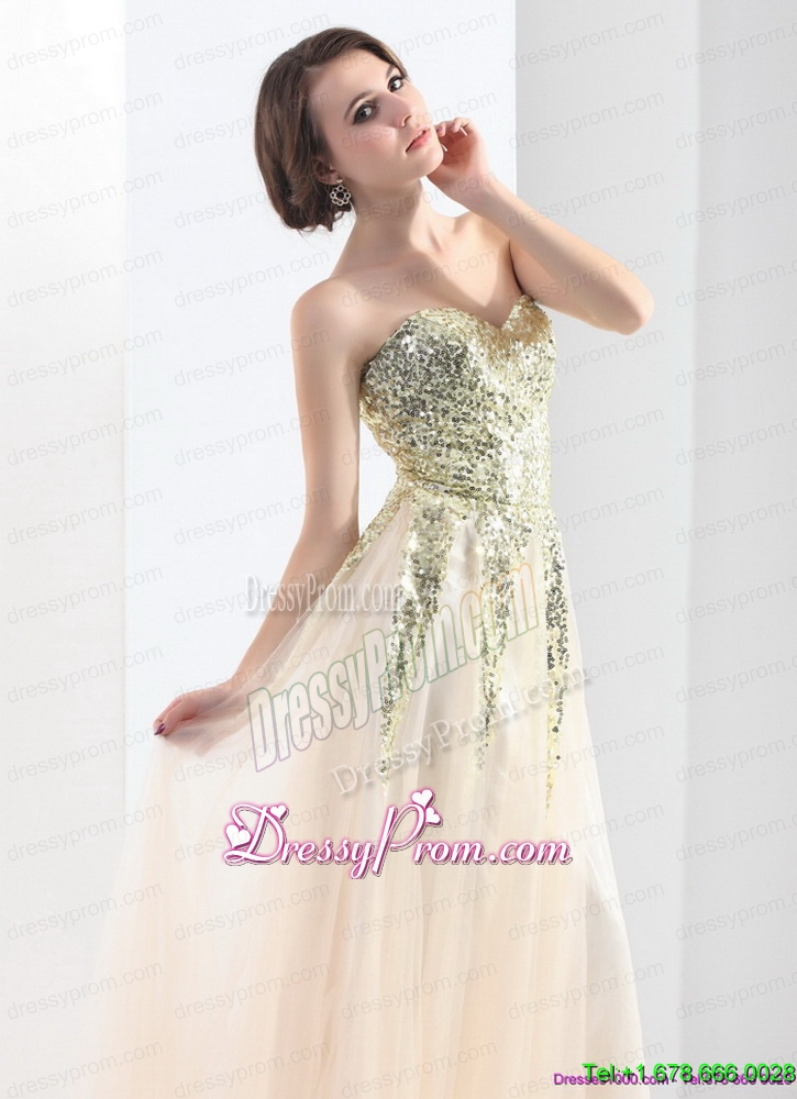 Unique Exquisite 2015 Sweetheart Floor Length Prom Dress with Sequins