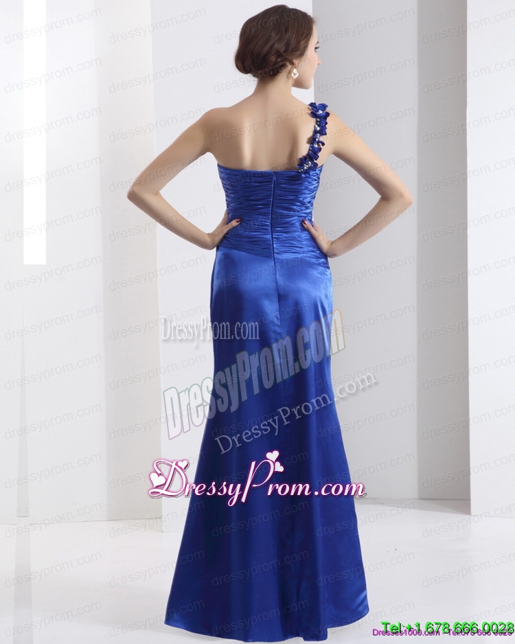 Unique New Style One Shoulder 2015 Prom Dress with Ruching and Beading