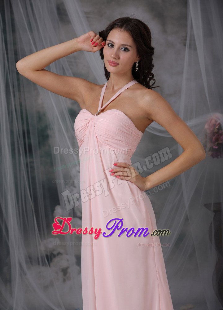 Trendy Simple Chiffon Pink Straps Ruched Prom Holiday Dresses