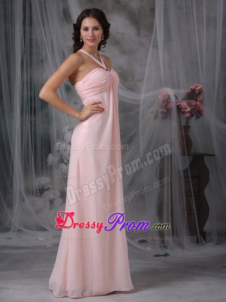 Trendy Simple Chiffon Pink Straps Ruched Prom Holiday Dresses