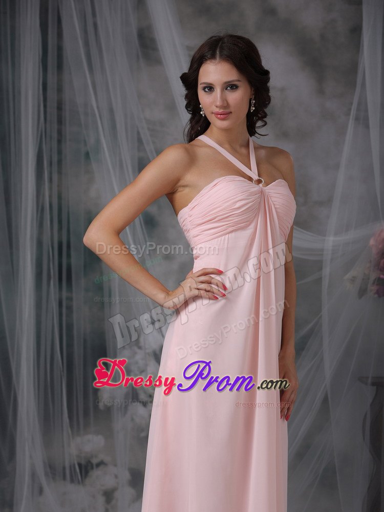 Trendy Simple Chiffon Pink Straps Ruched Prom Holiday Dresses