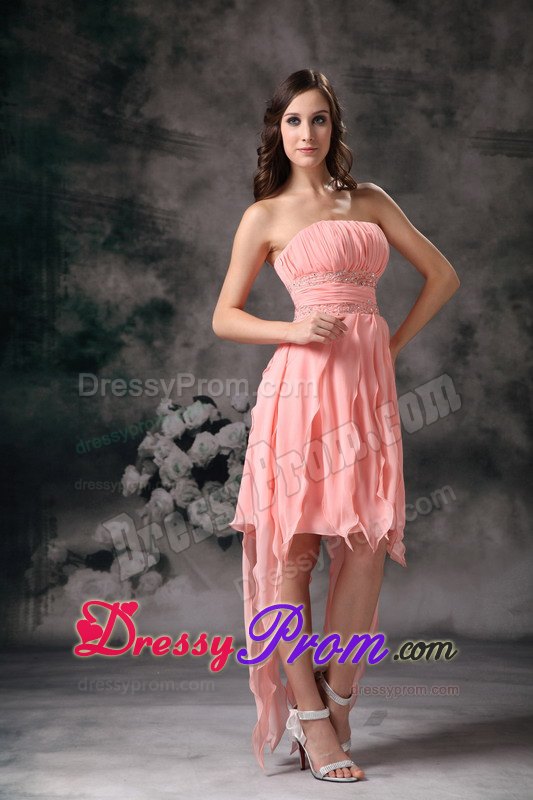 Unique Watermelon Beaded Ruched Knee-length Prom Party Dress